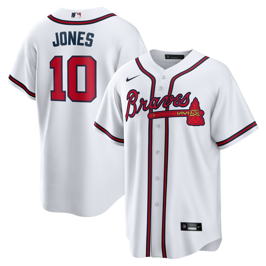 Atlanta Braves Chipper Jones White Home Retired Player Replica Baseball Jersey