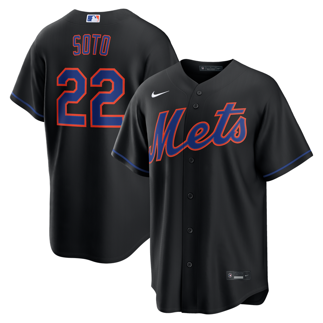 New York Mets Juan Soto Black Alternate Replica Baseball Jersey | MLB Baseball Jersey