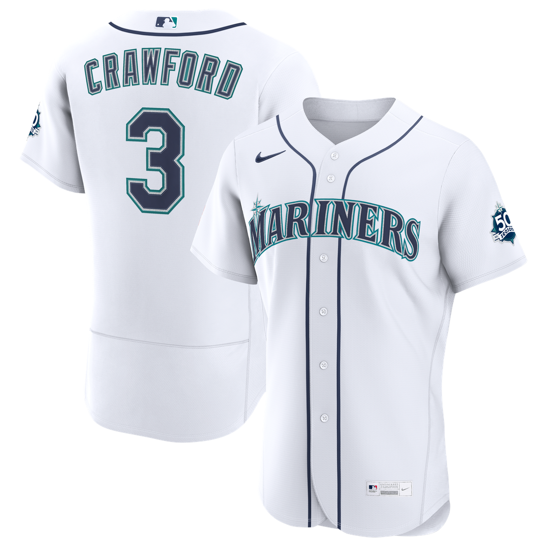 Seattle Mariners J.P. Crawford White Home 50th Season Authentic Baseball Jersey