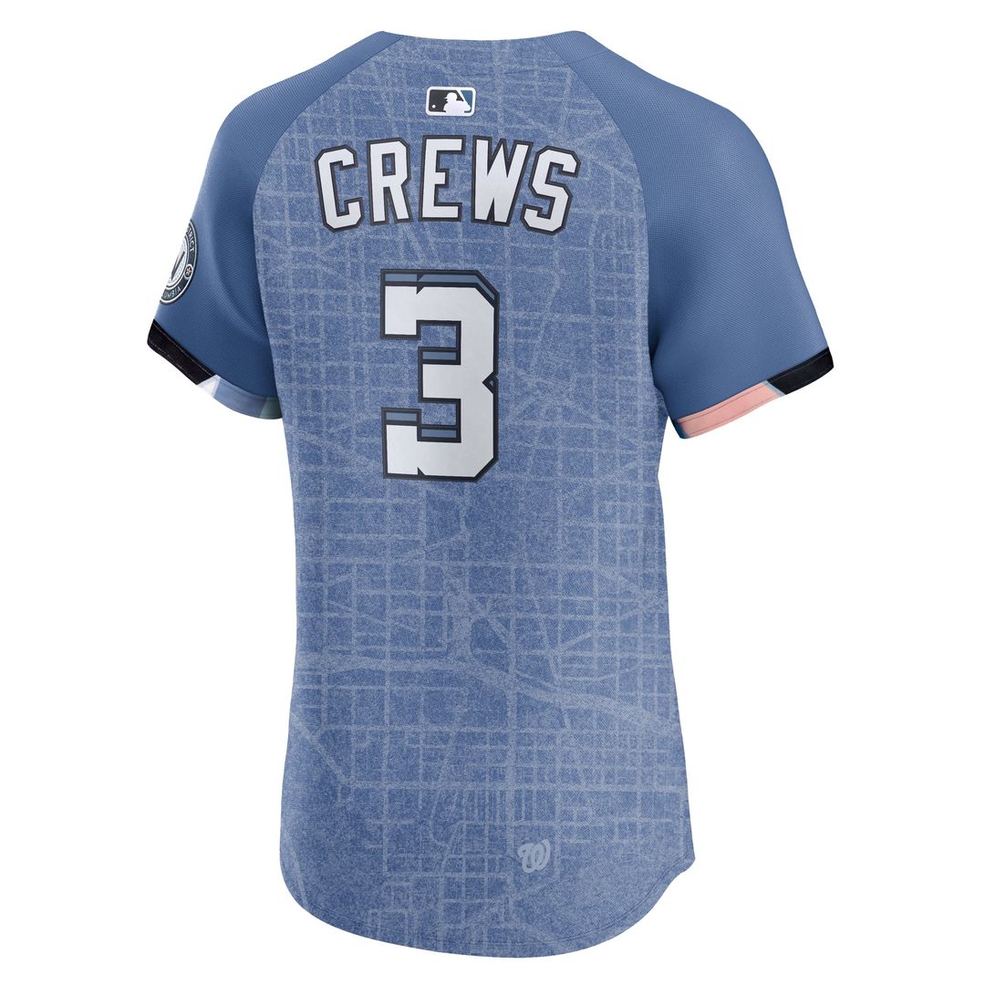 Washington Nationals Dylan Crews Blue 2025 City Connect Elite Baseball Jersey | MLB Baseball Jersey