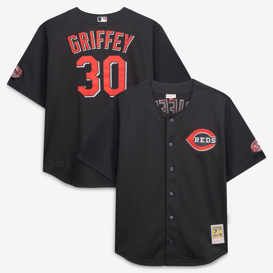 Cincinnati Reds Ken Griffey Jr. Black Big & Tall Cooperstown Mesh Batting Practice Baseball Jersey