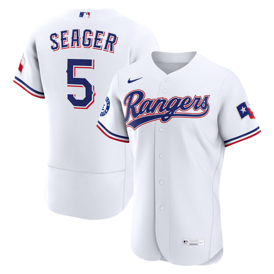 Texas Rangers Corey Seager White Home Authentic Sponsor Patch Baseball Jersey