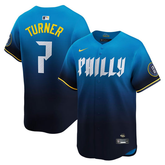 Philadelphia Phillies Trea Turner Blue City Connect Limited Baseball Jersey