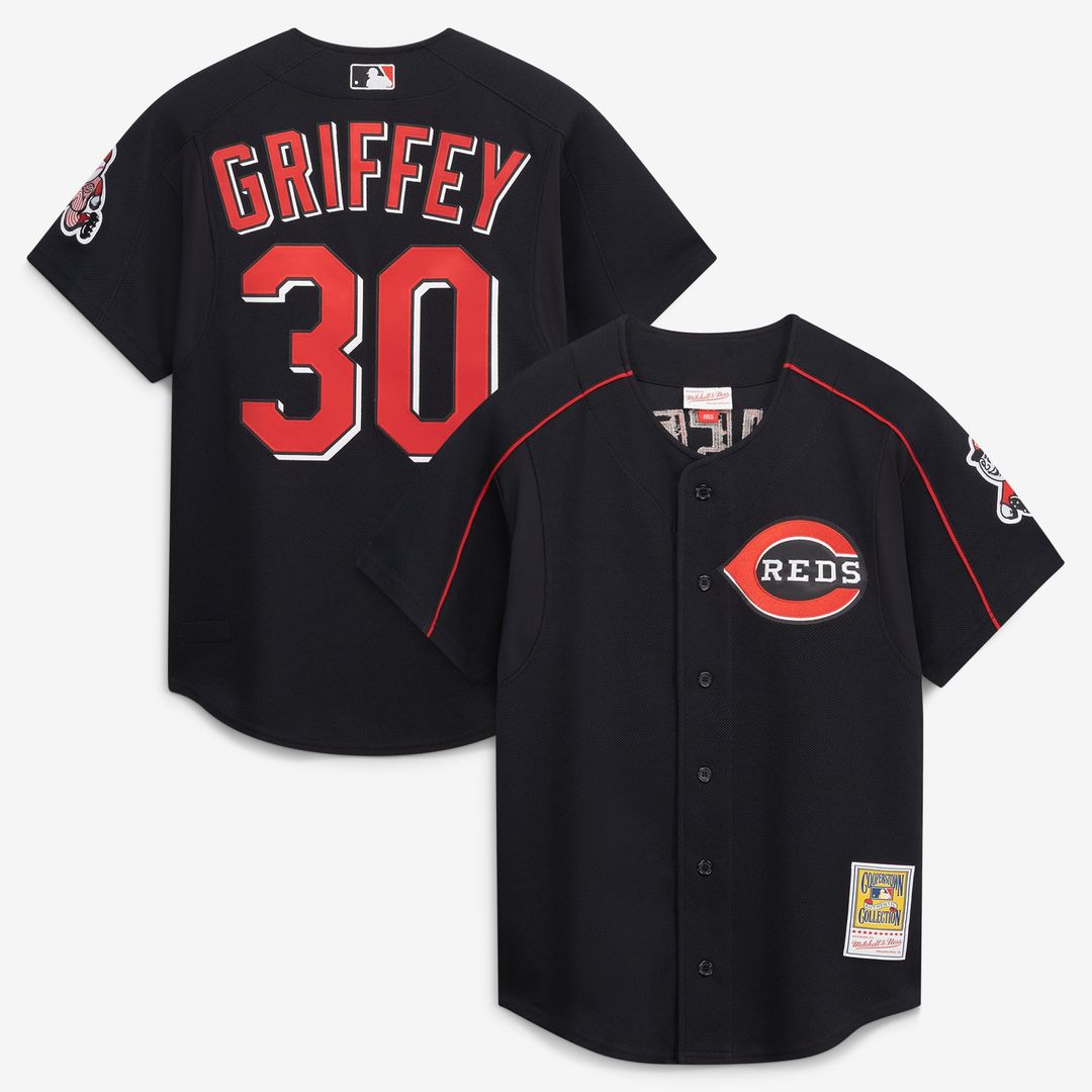 Cincinnati Reds Ken Griffey Jr. Black Cooperstown Collection Authentic Mesh Batting Practice Baseball Jersey