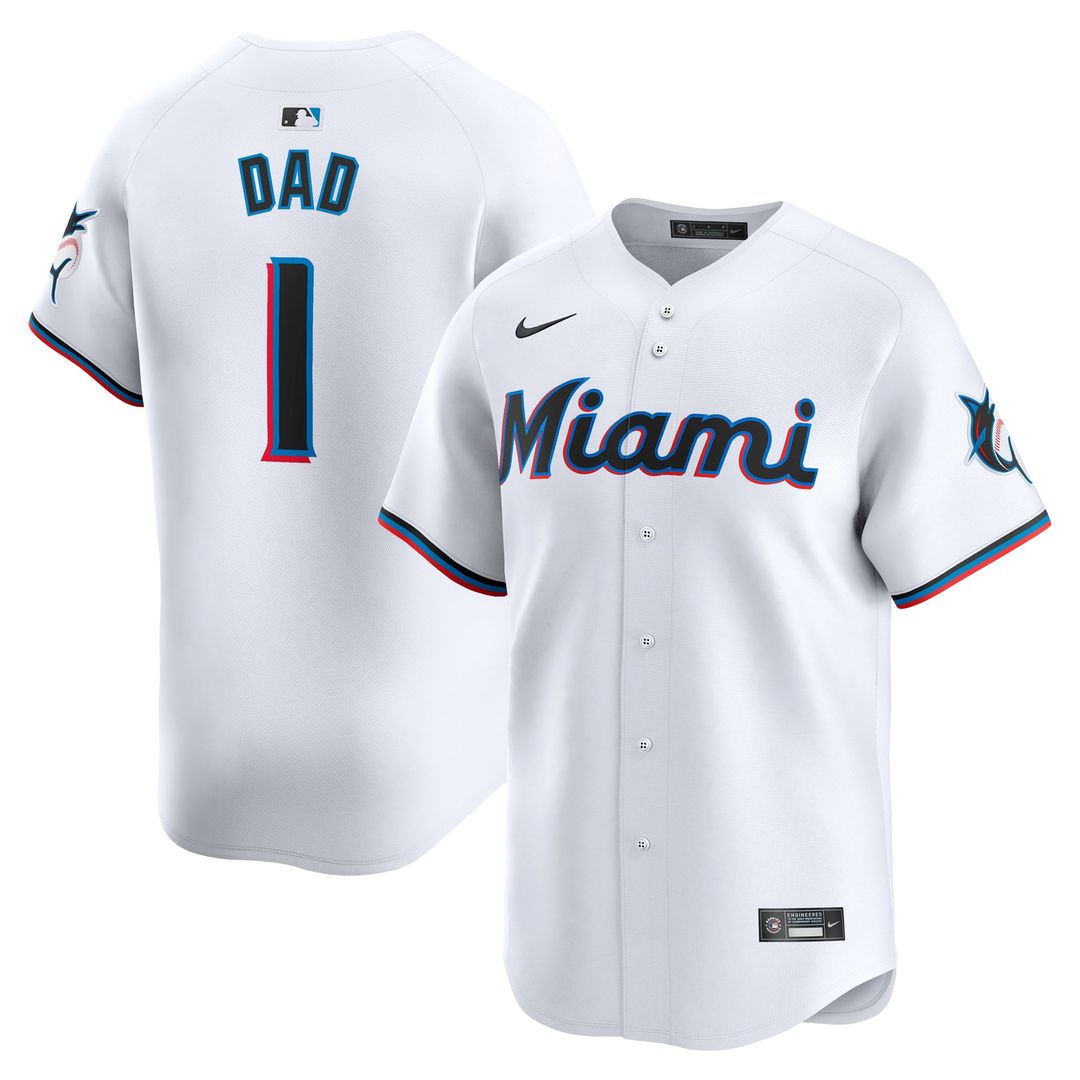 Miami Marlins White #1 Dad Home Limited Baseball Jersey