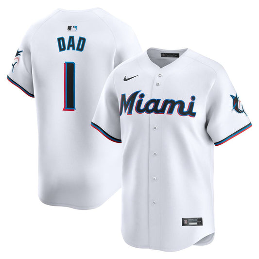Miami Marlins White #1 Dad Home Limited Baseball Jersey