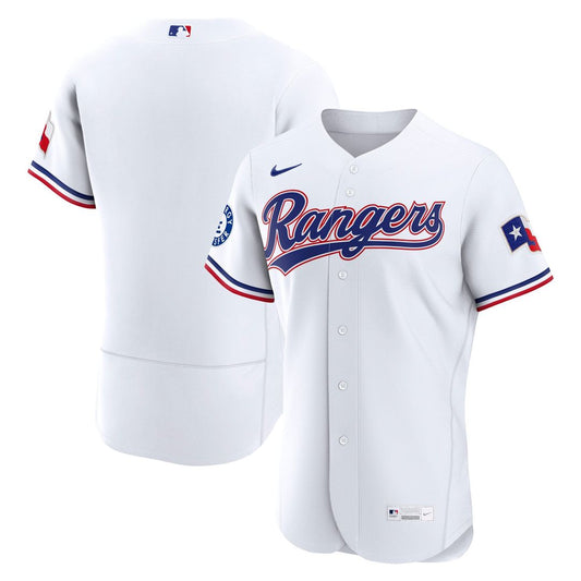 Texas Rangers White Home Sponsor Patch Authentic Baseball Jersey