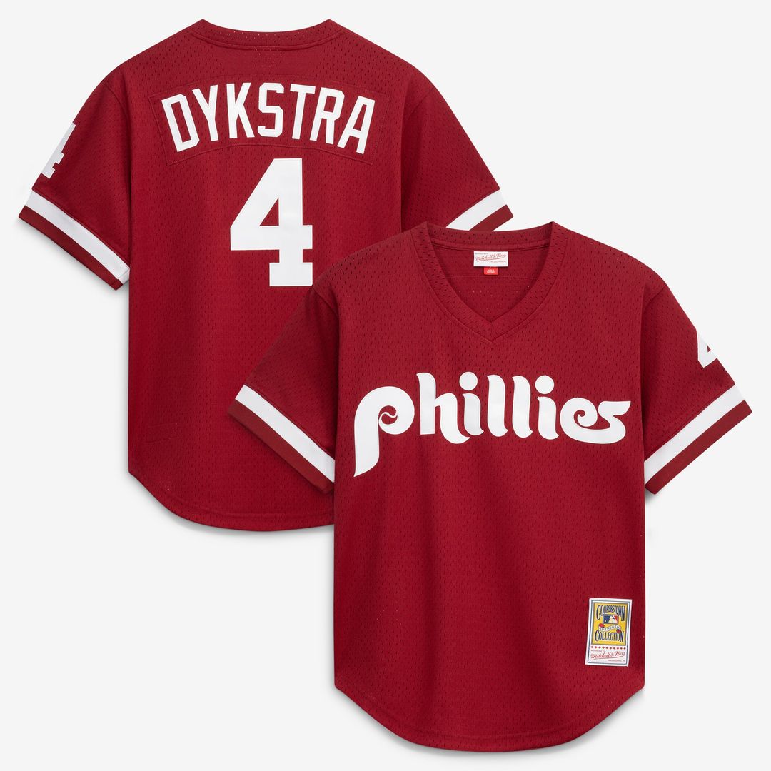 Philadelphia Phillies Lenny Dykstra Scarlet Authentic Batting Practice Baseball Jersey