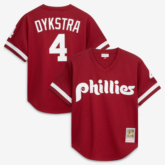Philadelphia Phillies Lenny Dykstra Scarlet Authentic Batting Practice Baseball Jersey
