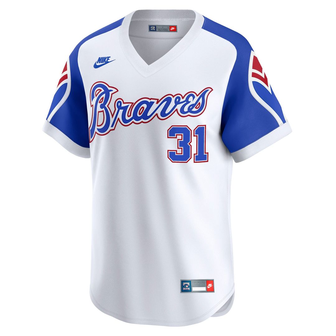 Atlanta Braves Greg Maddux White Throwback Cooperstown Collection Limited Baseball Jersey | MLB Baseball Jersey