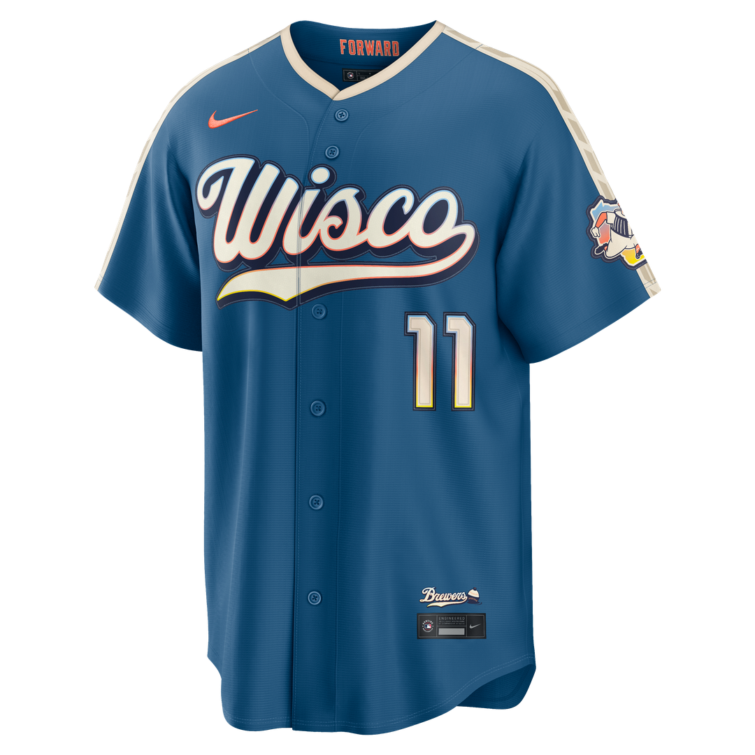 Milwaukee Brewers Jackson Chourio Mineral Blue 2026 City Connect Stadium Baseball Jersey | MLB Baseball Jersey