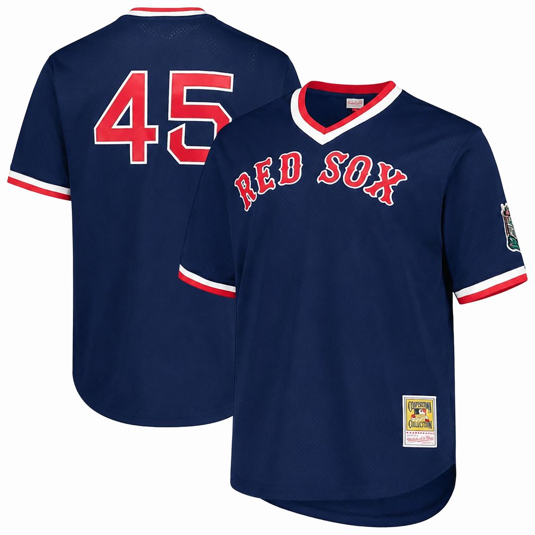 Boston Red Sox Pedro Martinez Navy Big & Tall Cooperstown Mesh Batting Practice Baseball Jersey