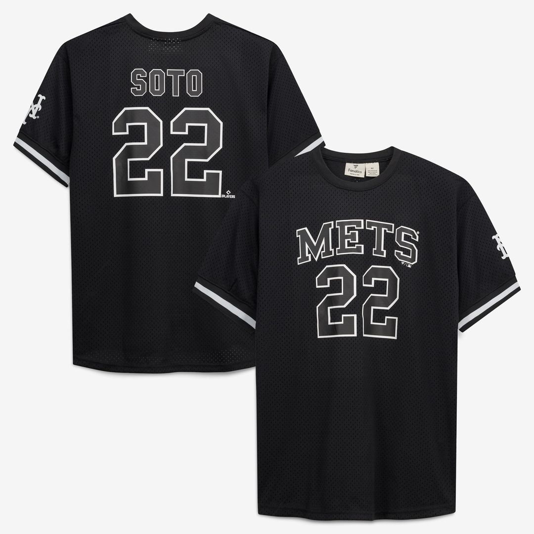 New York Mets Juan Soto Black/White Big & Tall Heavyweight Mesh Baseball Jersey