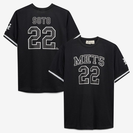 New York Mets Juan Soto Black/White Big & Tall Heavyweight Mesh Baseball Jersey