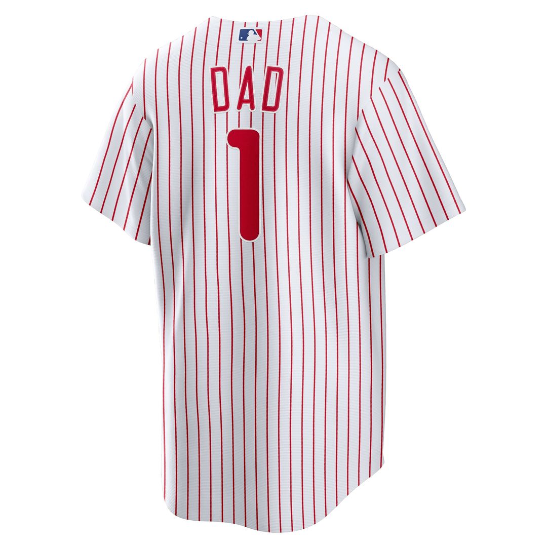 Philadelphia Phillies White #1 Dad Home Replica Baseball Jersey | MLB Baseball Jersey