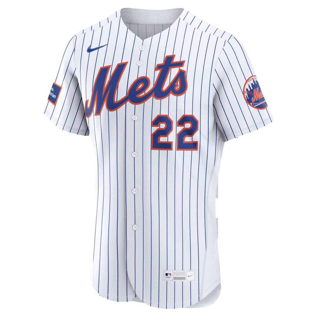 New York Mets Juan Soto White Home Authentic Sponsor Patch Baseball Jersey | MLB Baseball Jersey