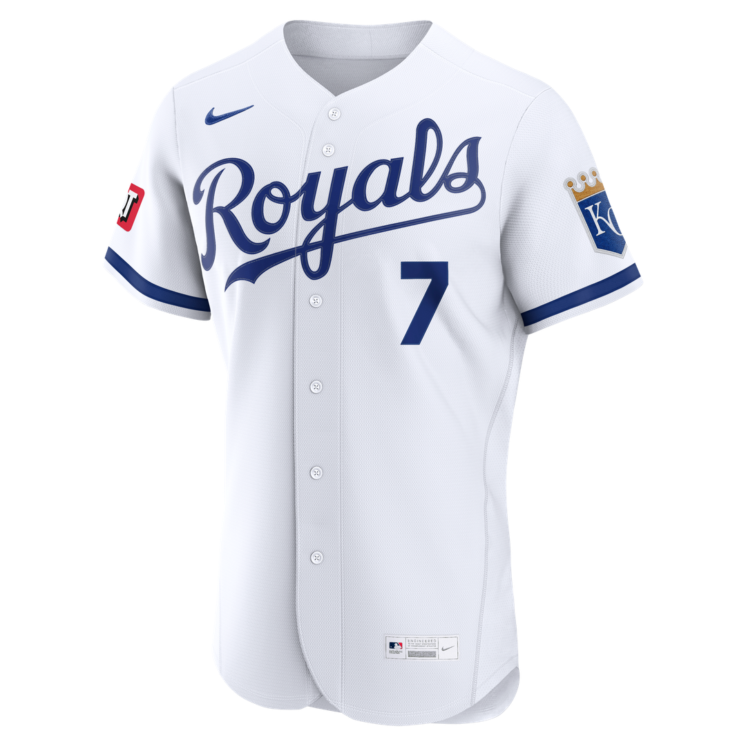 Kansas City Royals Bobby Witt Jr. White Home Authentic Sponsor Patch Baseball Jersey | MLB Baseball Jersey