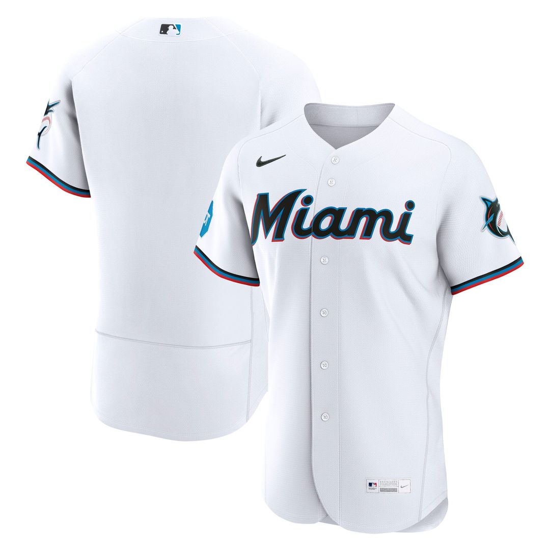 Miami Marlins White Home Sponsor Patch Authentic Baseball Jersey