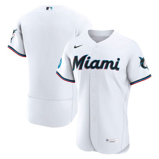 Miami Marlins White Home Sponsor Patch Authentic Baseball Jersey