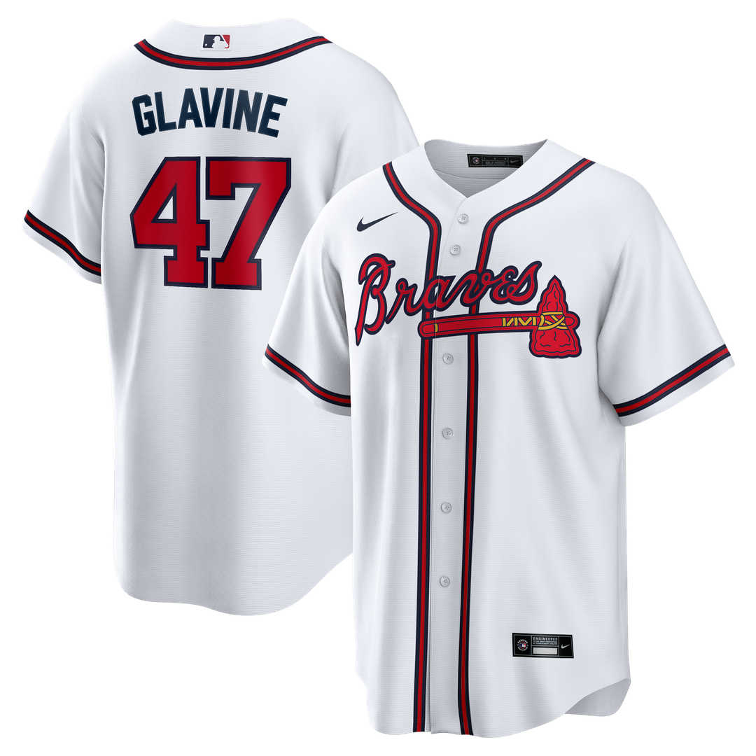 Atlanta Braves Tom Glavine White Home Retired Player Replica Baseball Jersey