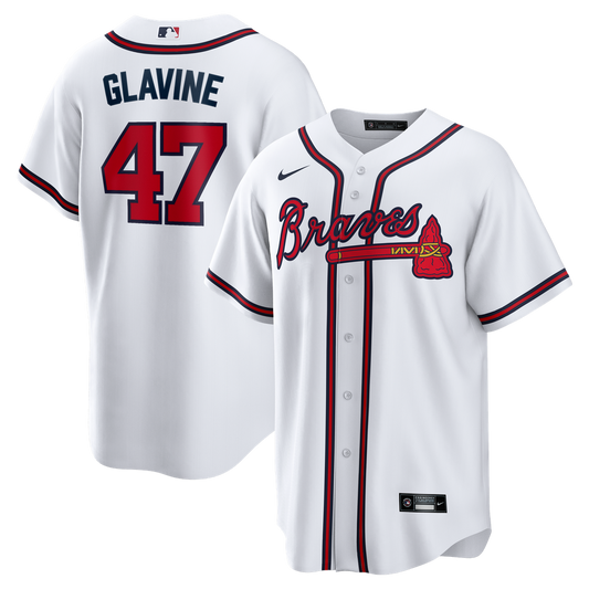 Atlanta Braves Tom Glavine White Home Retired Player Replica Baseball Jersey