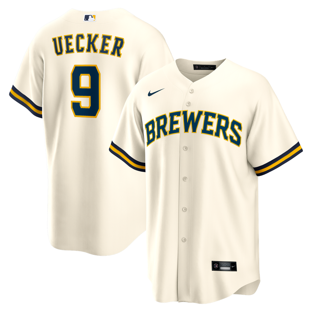Milwaukee Brewers Bob Uecker Cream Home Retired Player Replica Baseball Jersey