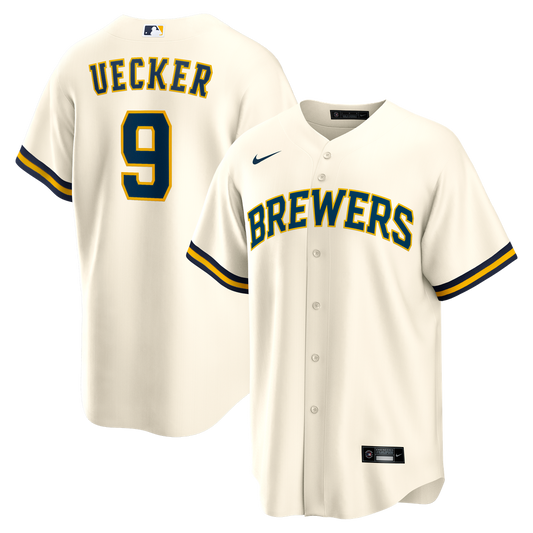 Milwaukee Brewers Bob Uecker Cream Home Retired Player Replica Baseball Jersey