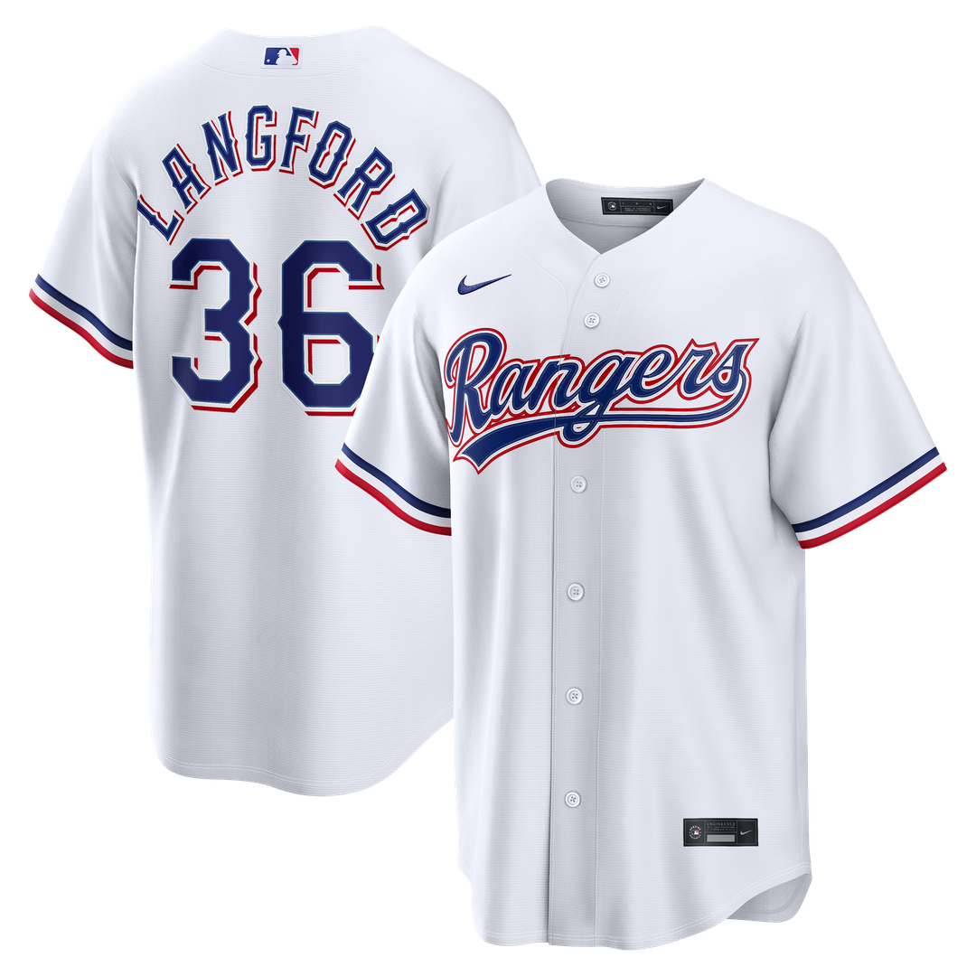 Texas Rangers Wyatt Langford White Home Replica Baseball Jersey