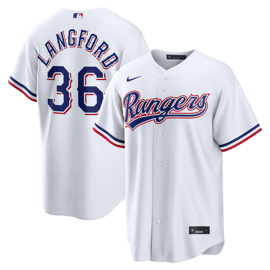Texas Rangers Wyatt Langford White Home Replica Baseball Jersey