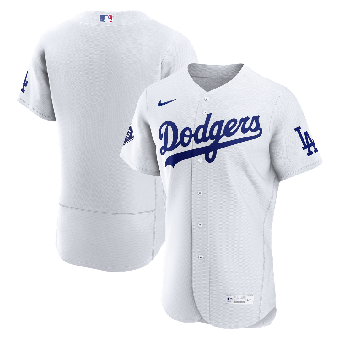Los Angeles Dodgers White Home Sponsor Patch Authentic Baseball Jersey