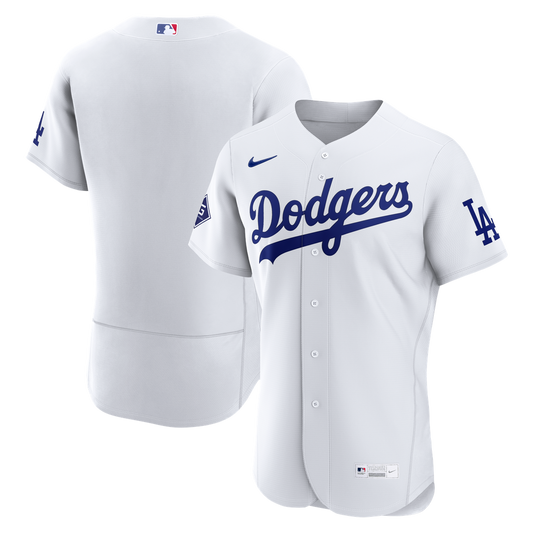 Los Angeles Dodgers White Home Sponsor Patch Authentic Baseball Jersey