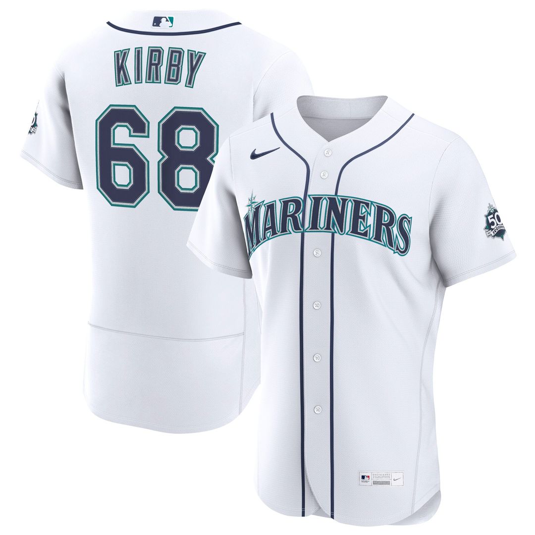 Seattle Mariners George Kirby White Home 50th Season Authentic Baseball Jersey