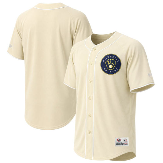 Milwaukee Brewers Stitches Cream Fashion Baseball Jersey