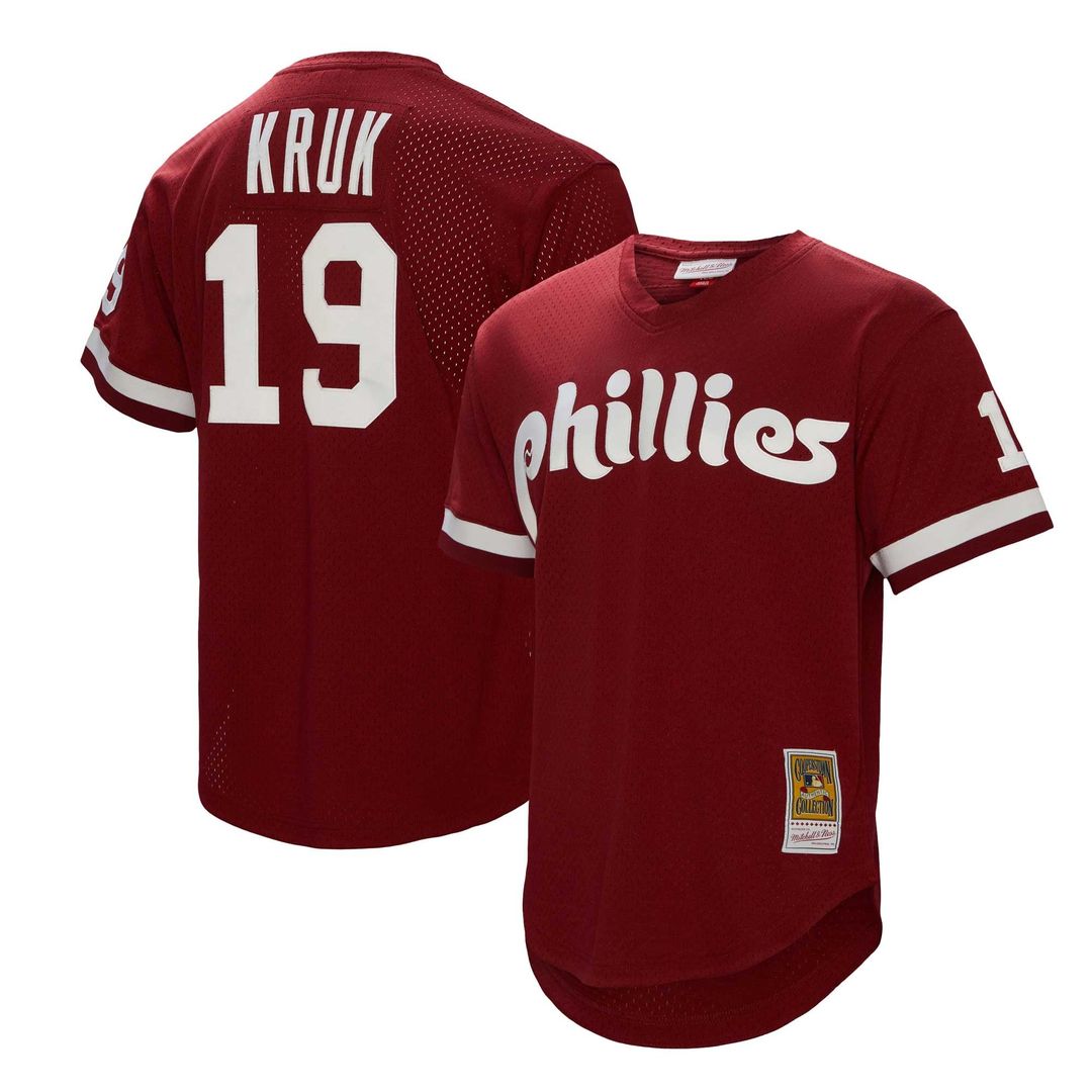 Philadelphia Phillies John Kruk Burgundy Big & Tall Cooperstown Collection Mesh Batting Practice Baseball Jersey