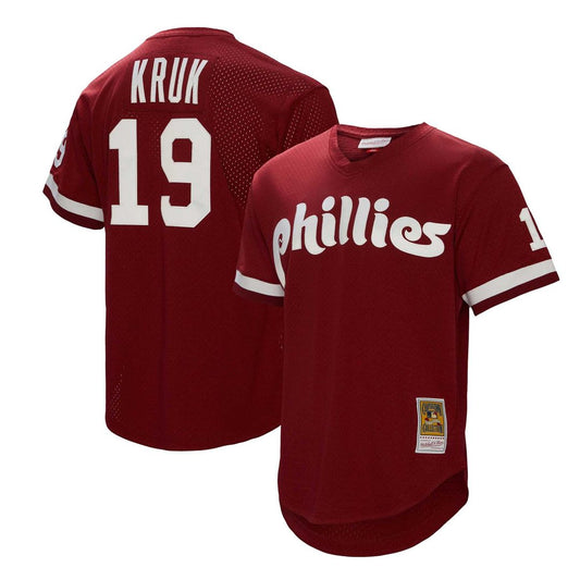 Philadelphia Phillies John Kruk Burgundy Big & Tall Cooperstown Collection Mesh Batting Practice Baseball Jersey