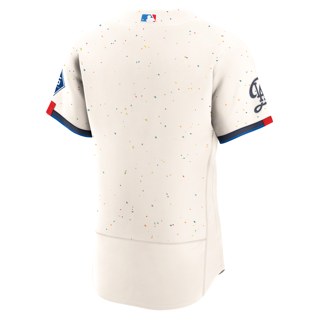 Los Angeles Dodgers Cream City Connect Authentic Sponsor Patch Baseball Jersey | MLB Baseball Jersey