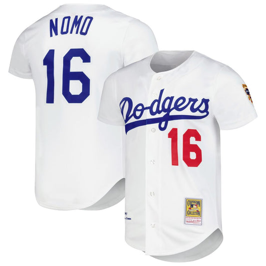 Los Angeles Dodgers Hideo Nomo White Cooperstown Collection Authentic Baseball Jersey