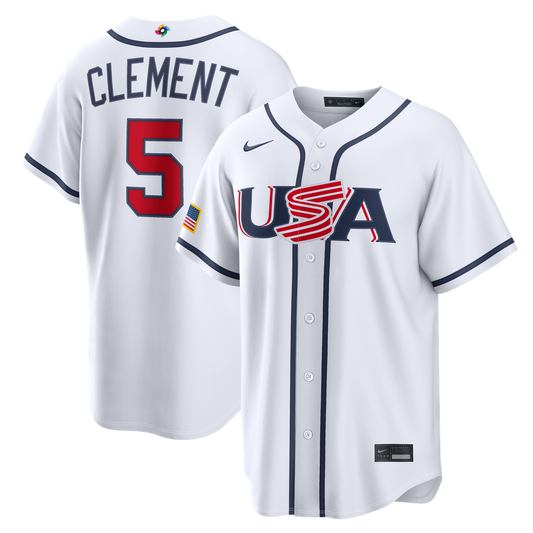 USA Baseball Ernie Clement White 2026 World Baseball Classic Home Stadium Baseball Jersey