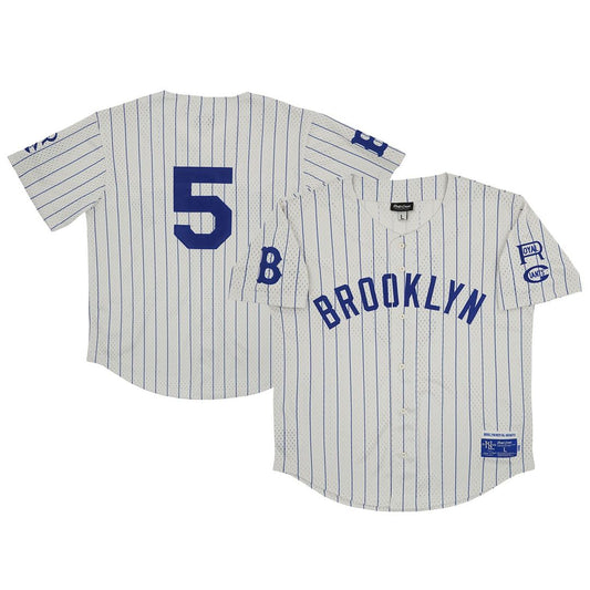 Brooklyn Royal Giants #5 Rings & Crwns Cream Mesh Button-Down Replica Baseball Jersey
