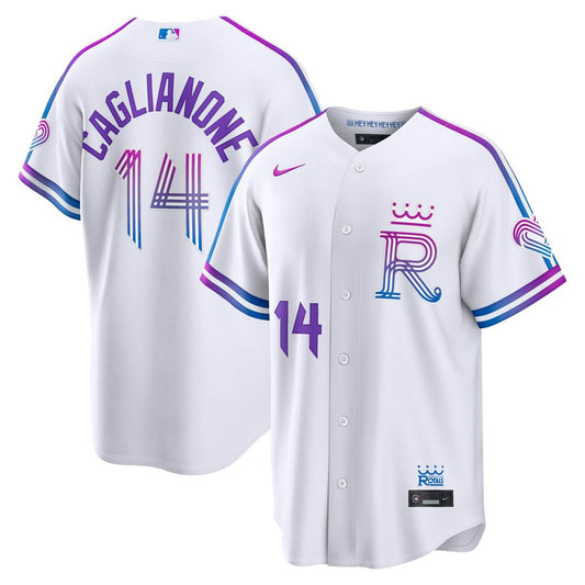 Kansas City Royals Jac Caglianone White 2026 City Connect Stadium Baseball Jersey