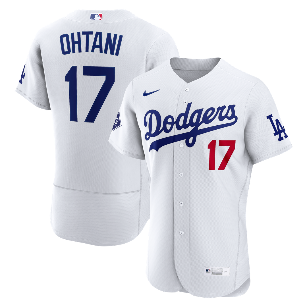 Los Angeles Dodgers Shohei Ohtani White Home Authentic Sponsor Patch Baseball Jersey