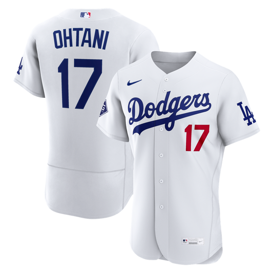 Los Angeles Dodgers Shohei Ohtani White Home Authentic Sponsor Patch Baseball Jersey
