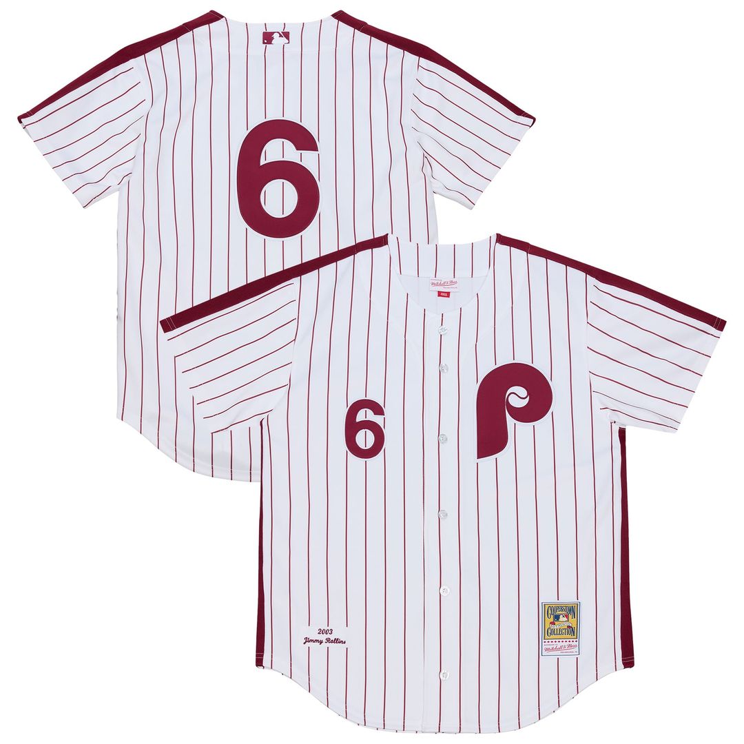 Philadelphia Phillies Jimmy Rollins White 2003 Cooperstown Collection Authentic Baseball Jersey