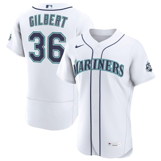 Seattle Mariners Logan Gilbert White Home 50th Season Authentic Baseball Jersey