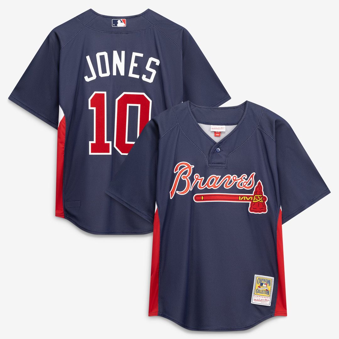 Atlanta Braves Chipper Jones Navy Authentic Batting Practice Baseball Jersey