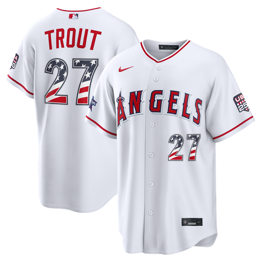 2026 All-Star Edition Stars & Stripes Men's Los Angeles Angels Mike Trout White Stadium Baseball Jersey