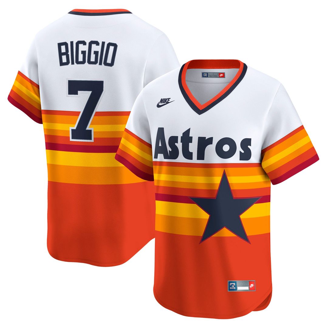 Houston Astros Craig Biggio White Throwback Cooperstown Collection Limited Baseball Jersey