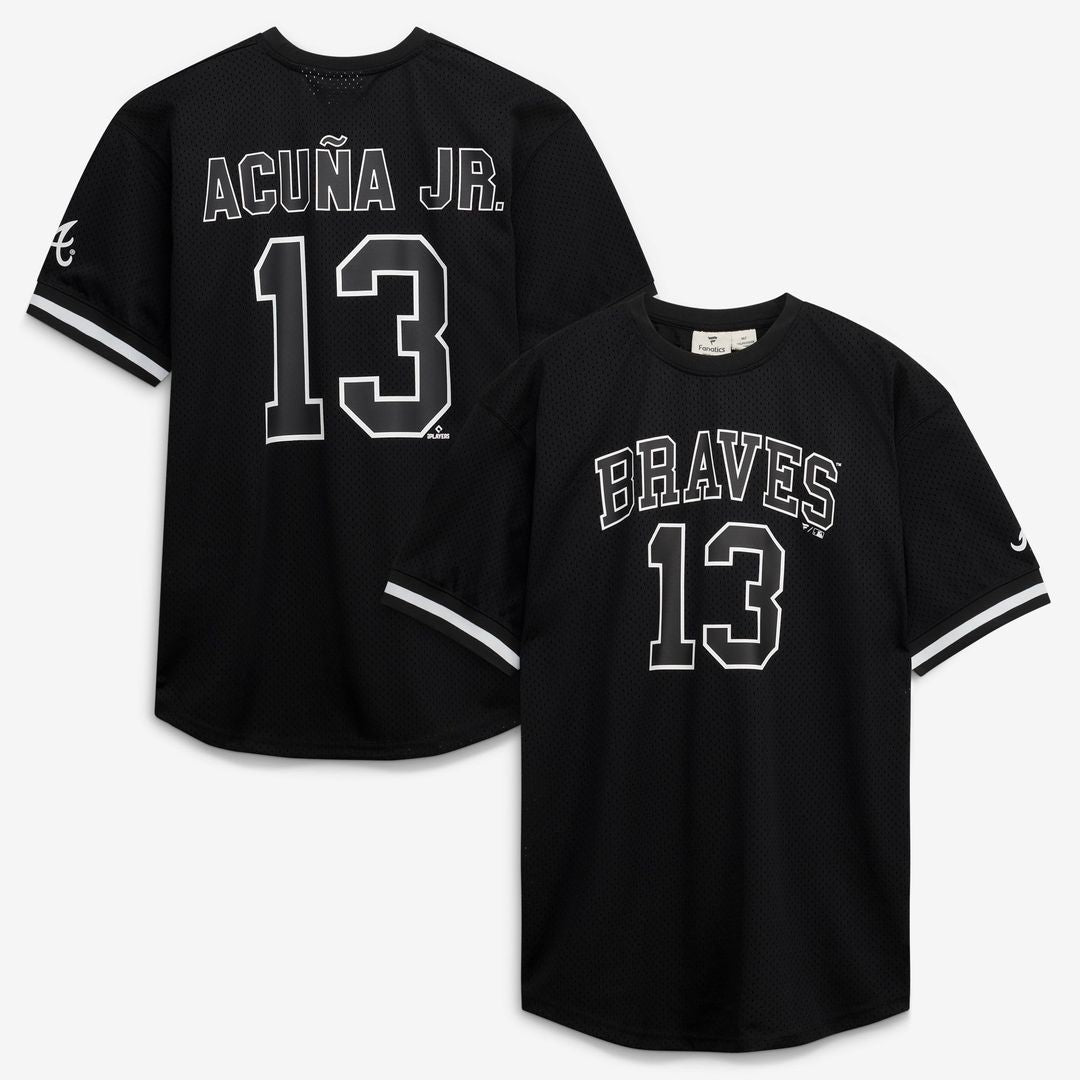 Atlanta Braves Ronald Acuña Jr. Black/White Big & Tall Heavyweight Mesh Baseball Jersey