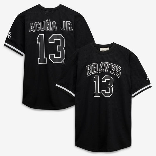 Atlanta Braves Ronald Acuña Jr. Black/White Big & Tall Heavyweight Mesh Baseball Jersey
