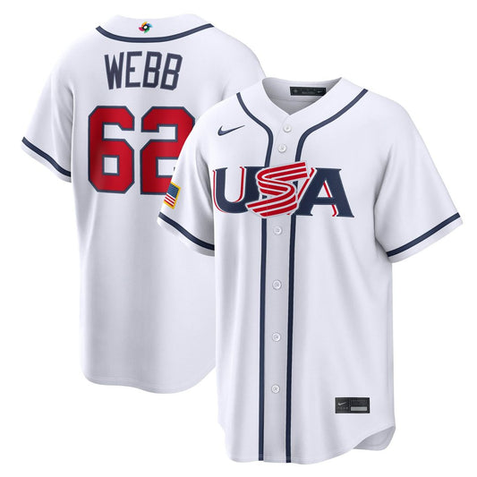 USA Baseball Logan Webb White 2026 World Baseball Classic Home Stadium Baseball Jersey